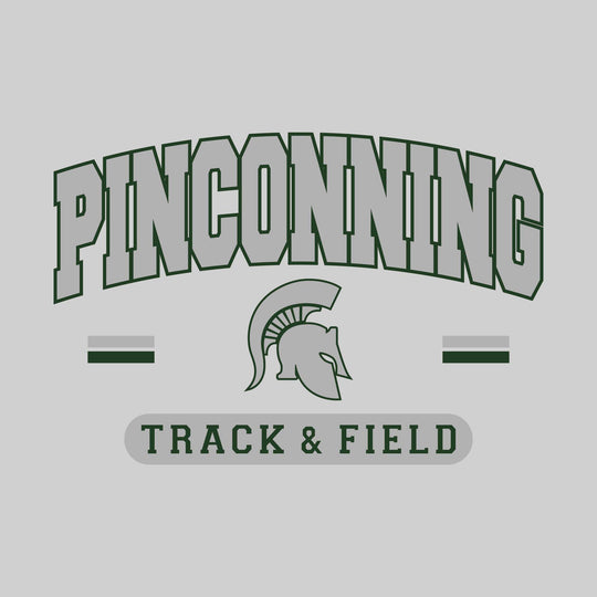Pinconning Spartans - Track & Field - Arched School Name Over Mascot with School Color Bars