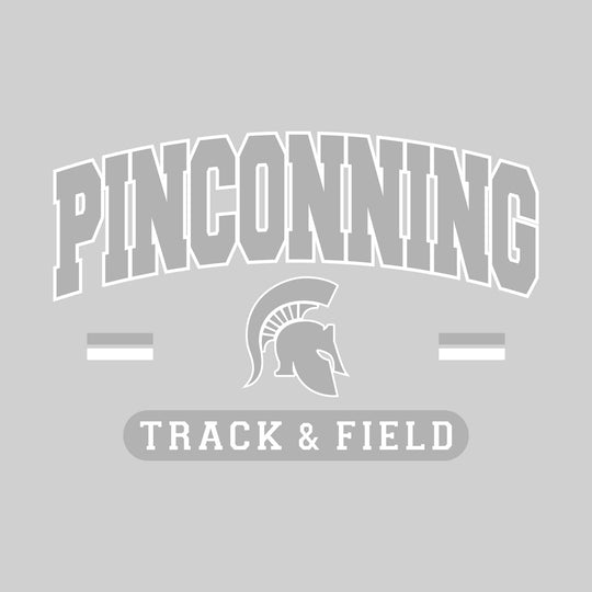Pinconning Spartans - Track & Field - Arched School Name Over Mascot with School Color Bars