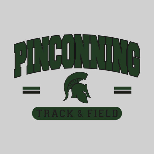 Pinconning Spartans - Track & Field - Arched School Name Over Mascot with School Color Bars