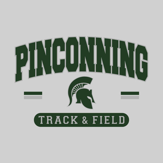 Pinconning Spartans - Track & Field - Arched School Name Over Mascot with School Color Bars