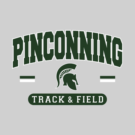 Pinconning Spartans - Track & Field - Arched School Name Over Mascot with School Color Bars