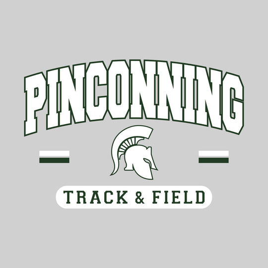 Pinconning Spartans - Track & Field - Arched School Name Over Mascot with School Color Bars