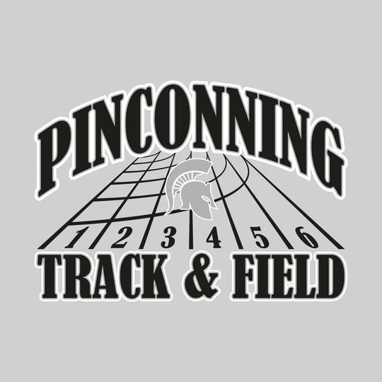 Pinconning Spartans - Track & Field - Arched School Name with Mascot & Track Lanes
