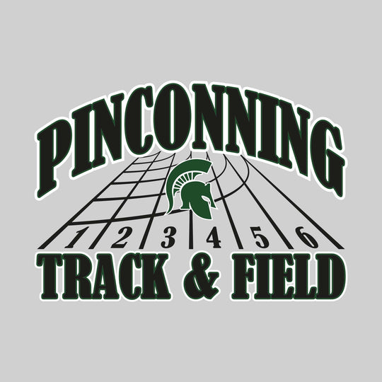 Pinconning Spartans - Track & Field - Arched School Name with Mascot & Track Lanes