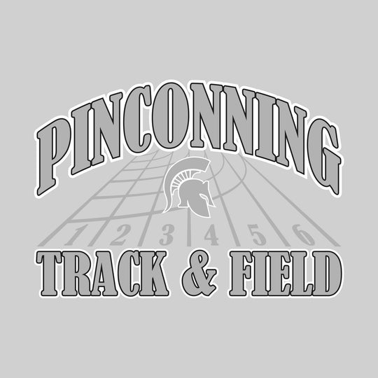 Pinconning Spartans - Track & Field - Arched School Name with Mascot & Track Lanes