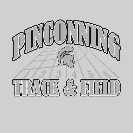 Pinconning Spartans - Track & Field - Arched School Name with Mascot & Track Lanes