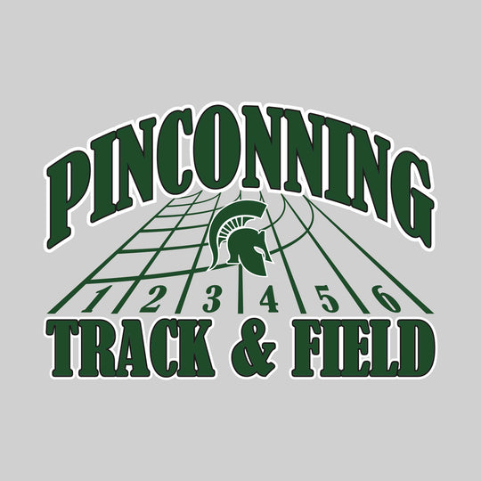 Pinconning Spartans - Track & Field - Arched School Name with Mascot & Track Lanes