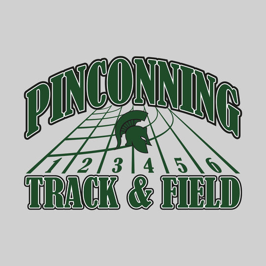 Pinconning Spartans - Track & Field - Arched School Name with Mascot & Track Lanes