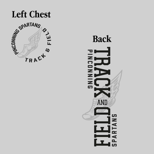 Pinconning Spartans - Track & Field - Vertical Track & Field with School Name and Winged Shoe