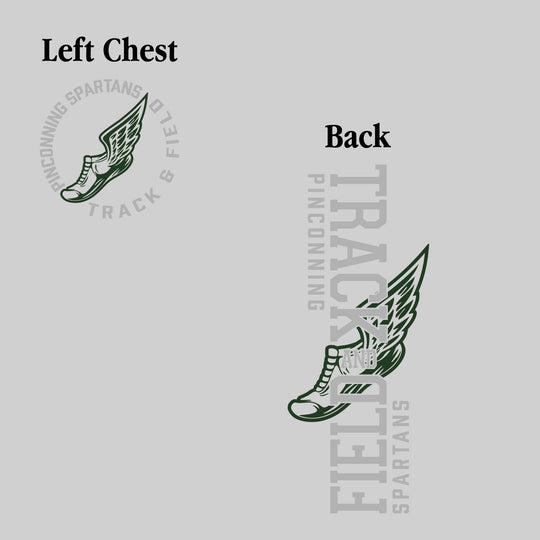 Pinconning Spartans - Track & Field - Vertical Track & Field with School Name and Winged Shoe