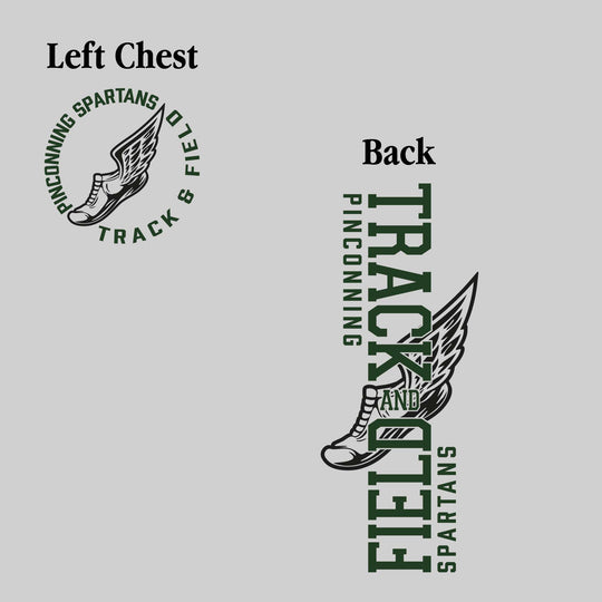 Pinconning Spartans - Track & Field - Vertical Track & Field with School Name and Winged Shoe