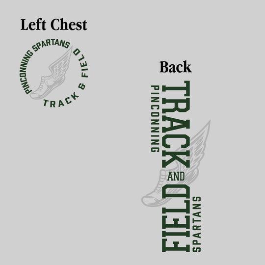 Pinconning Spartans - Track & Field - Vertical Track & Field with School Name and Winged Shoe