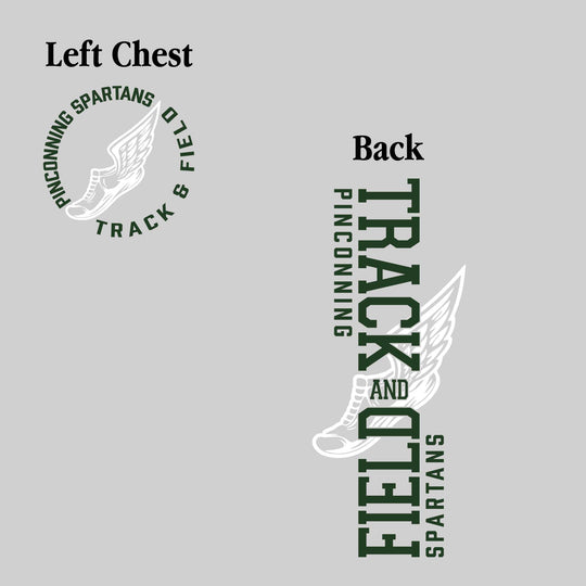 Pinconning Spartans - Track & Field - Vertical Track & Field with School Name and Winged Shoe