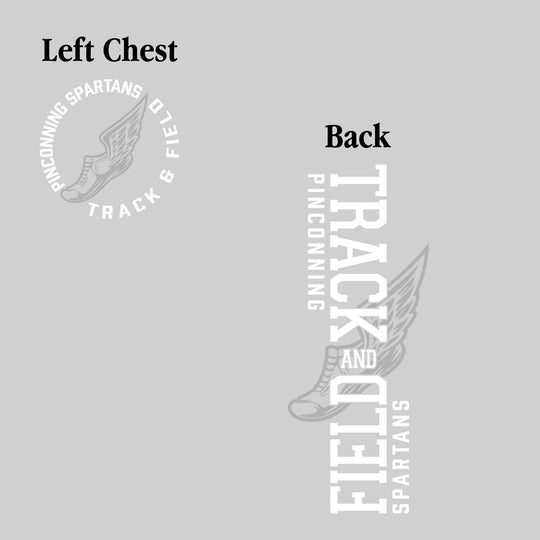 Pinconning Spartans - Track & Field - Vertical Track & Field with School Name and Winged Shoe
