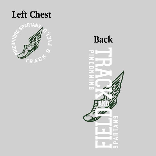 Pinconning Spartans - Track & Field - Vertical Track & Field with School Name and Winged Shoe