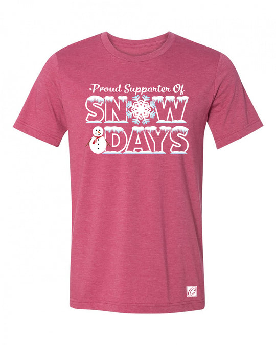 Proud Supporter of Snow Days - Bella Canvas Adult Heather CVC Crewneck Short Sleeve Tee
