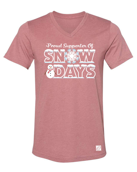 Proud Supporter of Snow Days - Bella Canvas Adult Heather CVC V-Neck Short Sleeve Tee