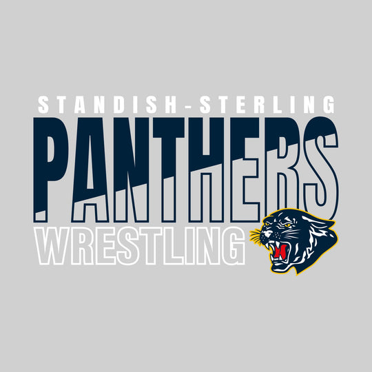 Standish-Sterling Panthers - Wrestling - Diagonal Split Mascot Name with Mascot