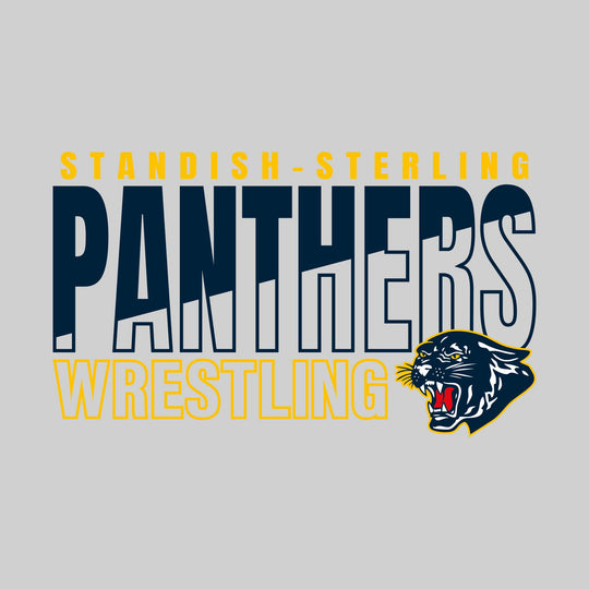 Standish-Sterling Panthers - Wrestling - Diagonal Split Mascot Name with Mascot
