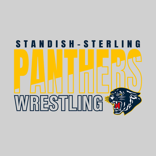 Standish-Sterling Panthers - Wrestling - Diagonal Split Mascot Name with Mascot