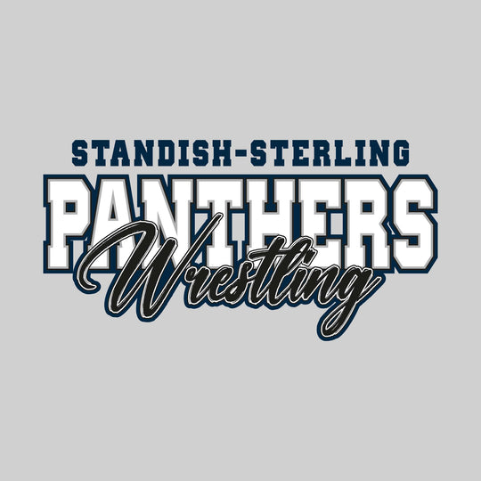 Standish-Sterling Panthers - Wrestling - Outlined Mascot Name with Cursive Wrestling