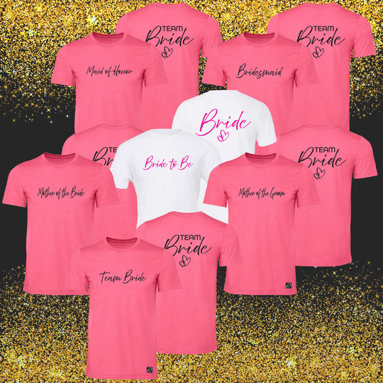 Bride - Team Bride - Handwritten Text with Hearts