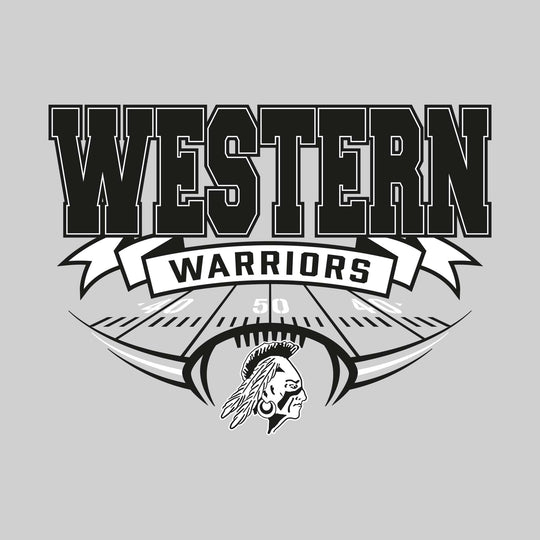 Western Warriors - Football - School Name with Banner & Yard Lines