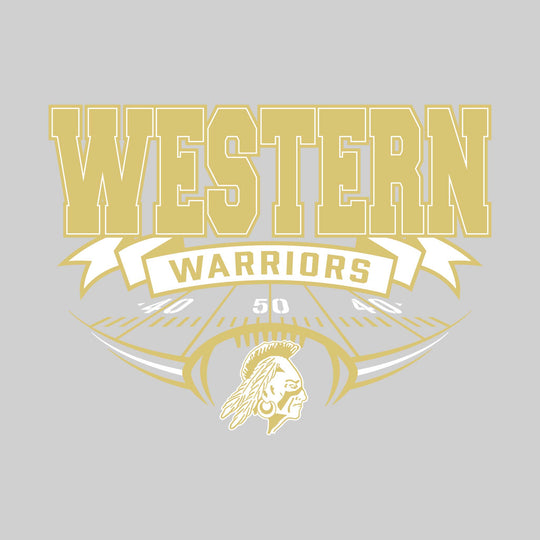 Western Warriors - Football - School Name with Banner & Yard Lines