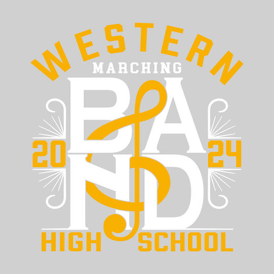 Western Warriors - Marching Band - Treble Clef Weaved Through Letters