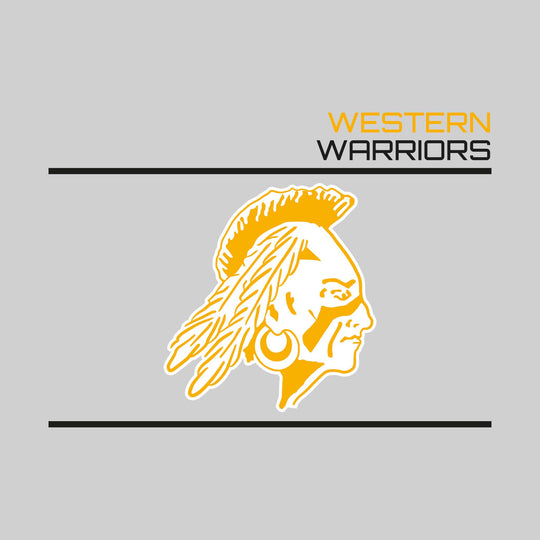 Western Warriors - Spirit Wear - Bracketed Mascot with Upper Right School Name