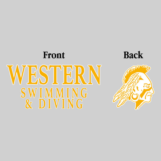 Western Warriors - Swimming & Diving - Western Swimming & Diving - Outlined Text Mascot on Back