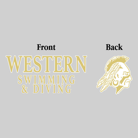 Western Warriors - Swimming & Diving - Western Swimming & Diving - Outlined Text Mascot on Back