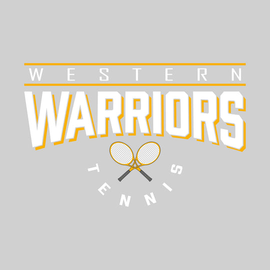 Western Warriors - Tennis - Bracketed School Name Over Crossed Tennis Rackets