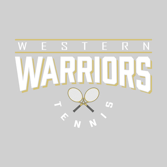 Western Warriors - Tennis - Bracketed School Name Over Crossed Tennis Rackets