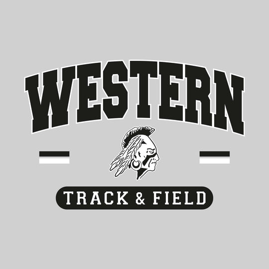 Western Warriors - Track & Field - Arched School Name Over Mascot with School Color Bars