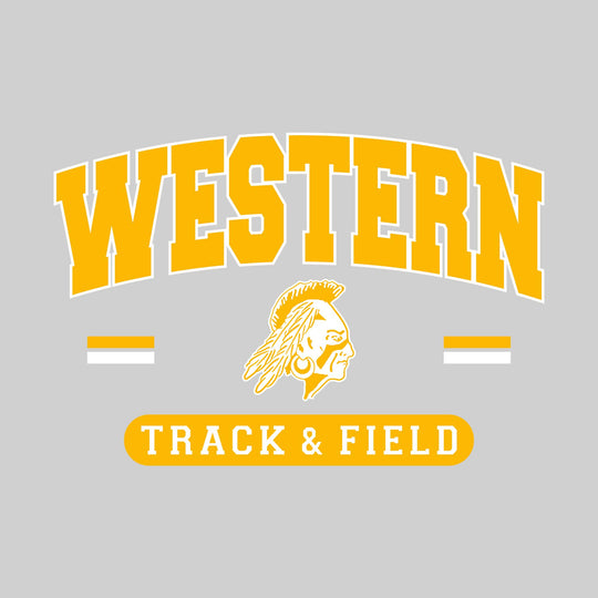 Western Warriors - Track & Field - Arched School Name Over Mascot with School Color Bars