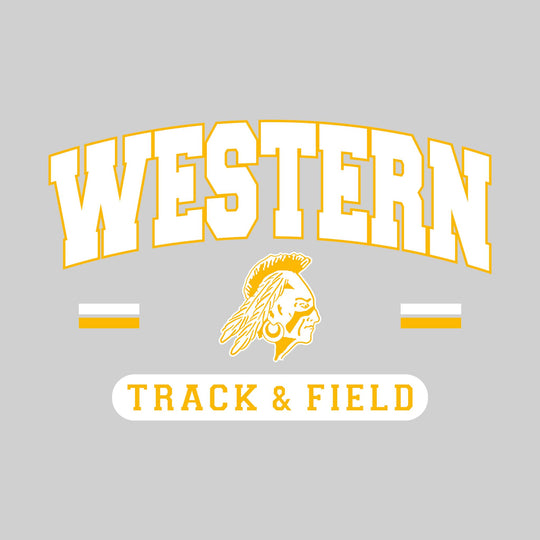 Western Warriors - Track & Field - Arched School Name Over Mascot with School Color Bars