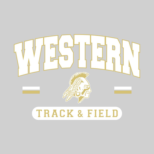 Western Warriors - Track & Field - Arched School Name Over Mascot with School Color Bars