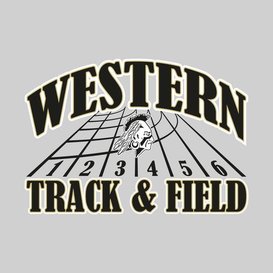 Western Warriors - Track & Field - Arched School Name with Mascot & Track Lanes