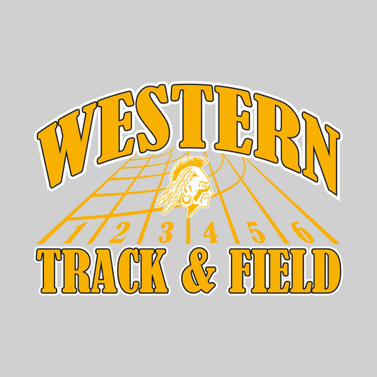 Western Warriors - Track & Field - Arched School Name with Mascot & Track Lanes