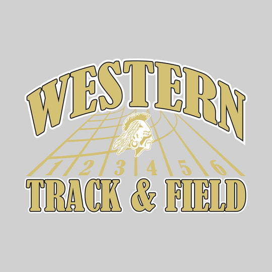Western Warriors - Track & Field - Arched School Name with Mascot & Track Lanes