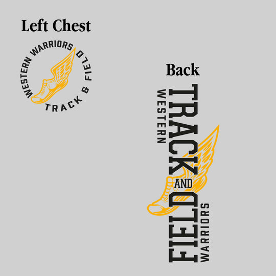 Western Warriors - Track & Field - Vertical Track & Field with School Name and Winged Shoe