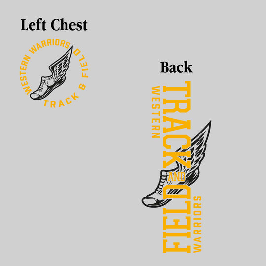 Western Warriors - Track & Field - Vertical Track & Field with School Name and Winged Shoe