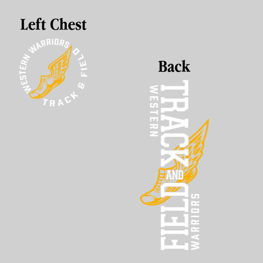 Western Warriors - Track & Field - Vertical Track & Field with School Name and Winged Shoe