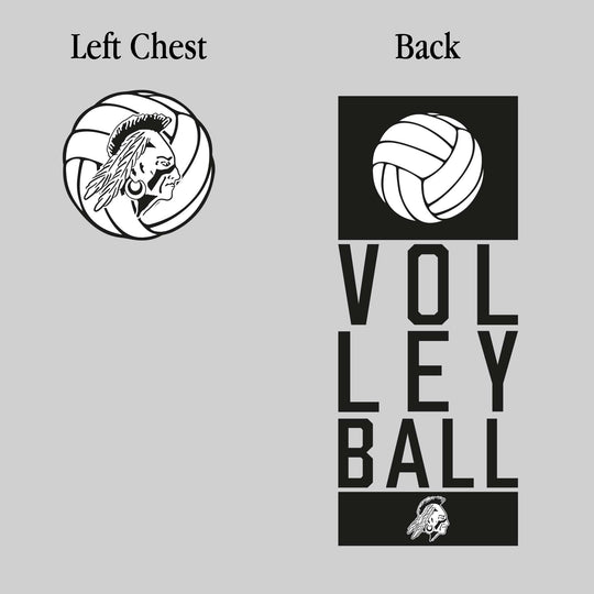 Western Warriors - Volleyball - Stacked Text with Volleyball and Mascot