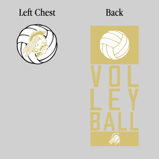 Western Warriors - Volleyball - Stacked Text with Volleyball and Mascot