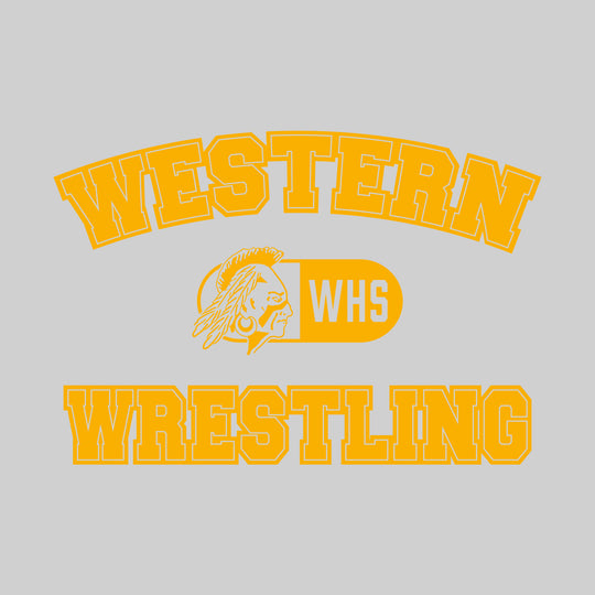 Western Warriors - Wrestling - Arched School Name with Mascot and WHS