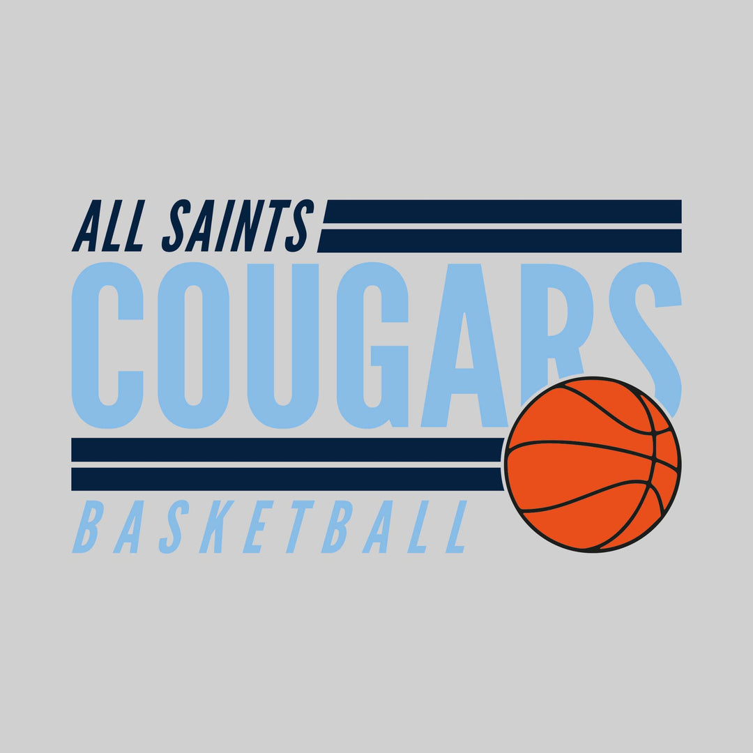 All Saints Cougars - Basketball - Double Lines with Basketball