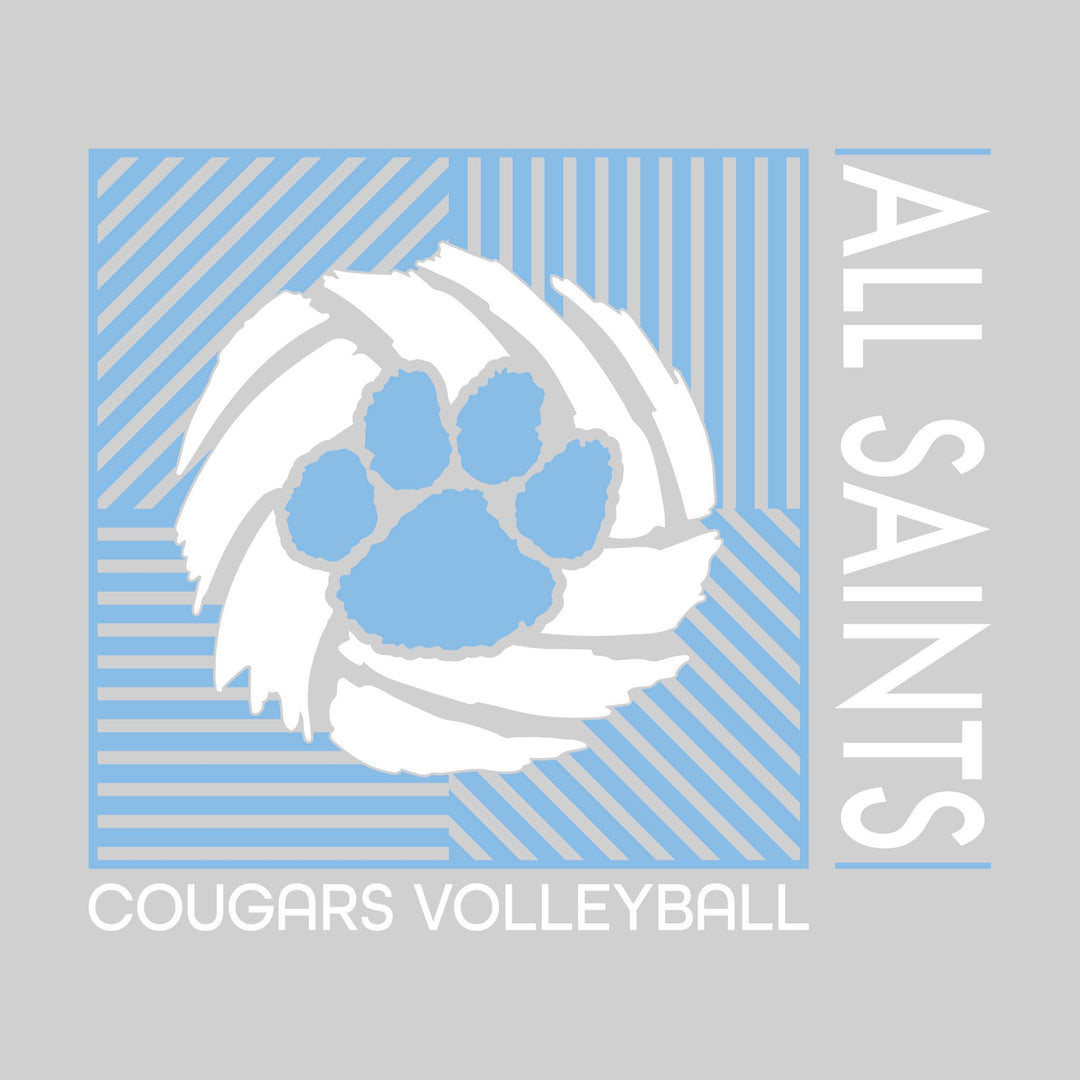 All Saints Cougars - Volleyball - Angled Grid with Paw Logo