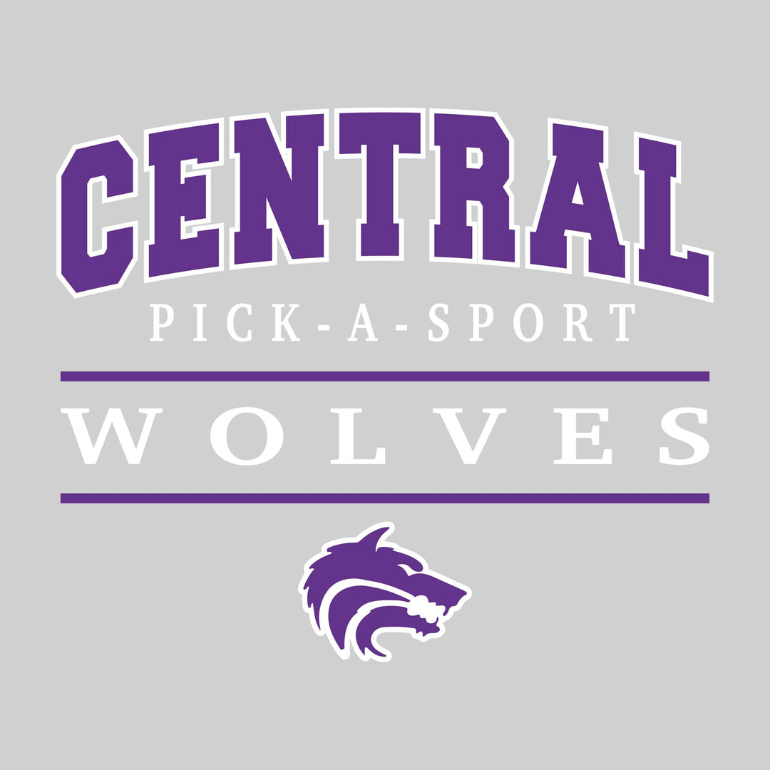 Central Wolves - School Spirit Wear - Arched Name - Pick-a-Sport